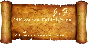 Járovics Feliciána névjegykártya